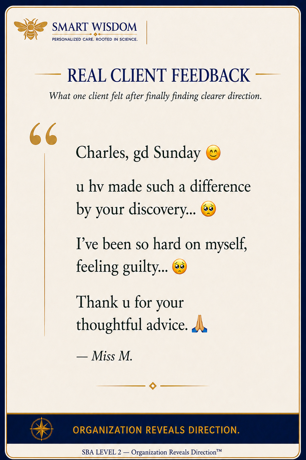 Real client feedback from Miss M.